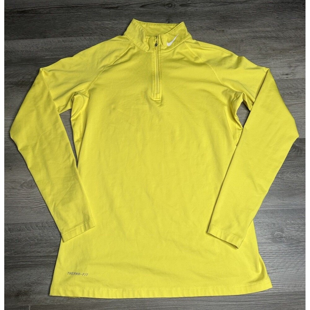Nike Pro Combat Women’s XL Hyperwarm Yellow 1/4 Zip Pullover